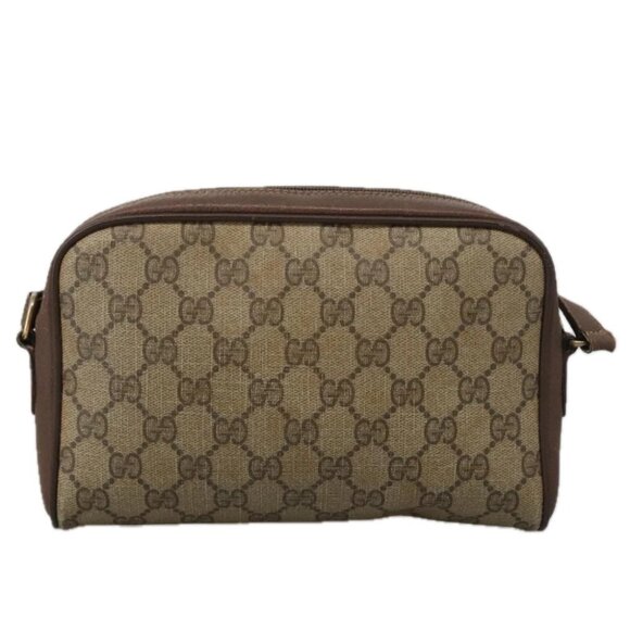 GUCCI GG Supreme Web Sherry Line Shoulder Bag PVC Beige - Picture 3 of 16